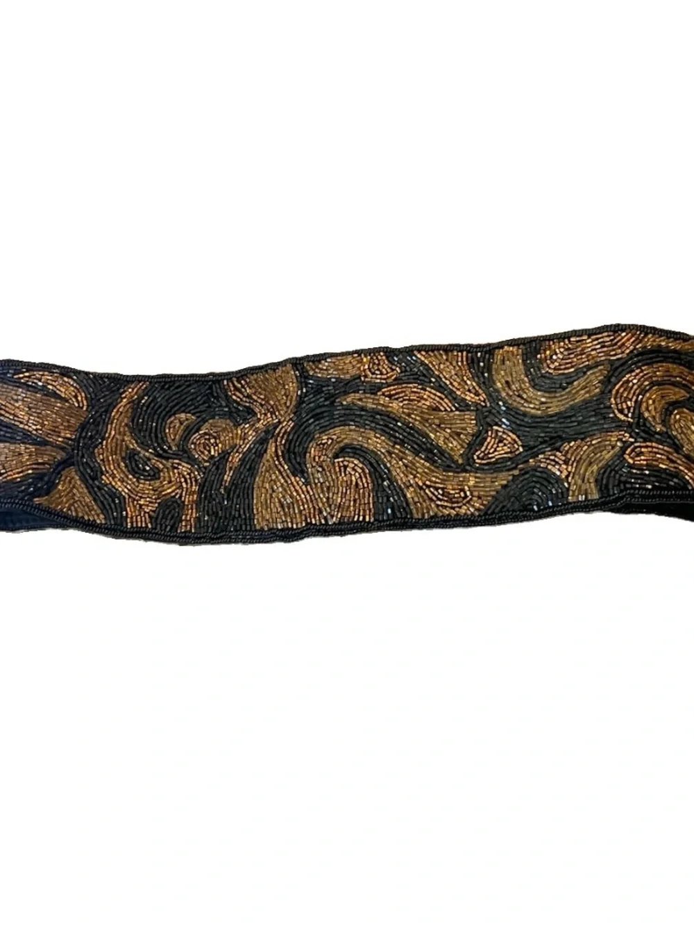 Vintage Black and Gold Swirl Beaded Waist Belt